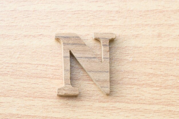 N-Alphabet letter from real wood.