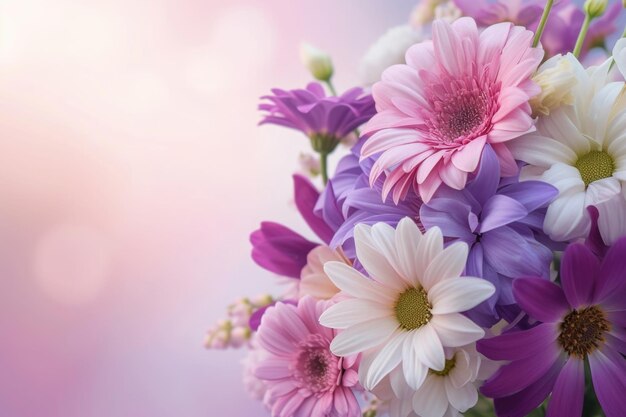 n Pink purple and white flowers bouquet