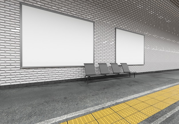 n subway Billboard Advertisement - 3d rendering