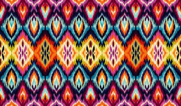 Naadloos batikpatroonNaadloos tribal batikpatroon en etnische ikat Naadloos kleurrijk patroon