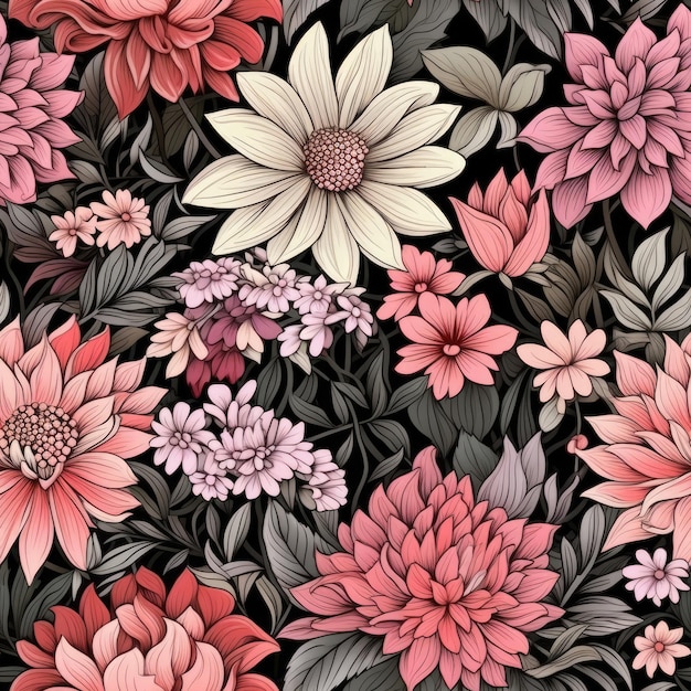 naadloos bloemen kleurrijk behang