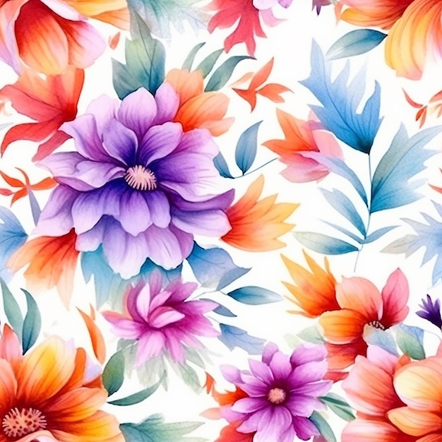 naadloos bloemenpatroon met kleurrijke bloemen op een witte achtergrond