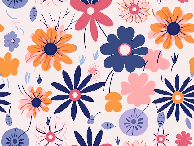 Naadloos botanisch patroon bloemen illustratie behang achtergrondontwerp Generatieve AI