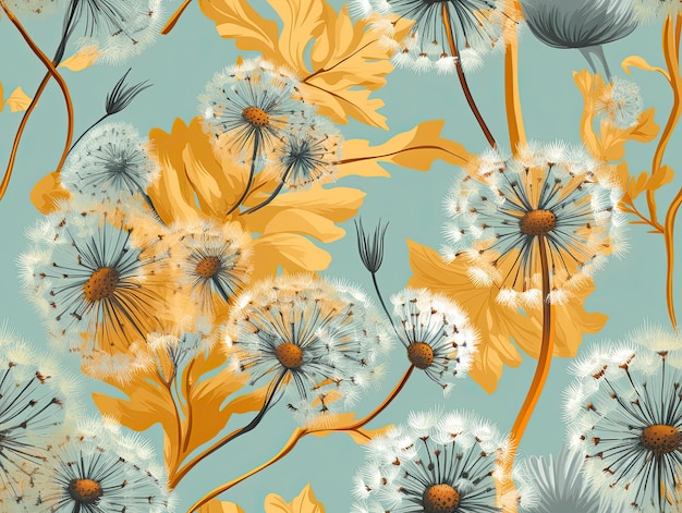 Naadloos botanisch patroon bloemen illustratie wallpaper achtergrondontwerp Generatieve AIxA