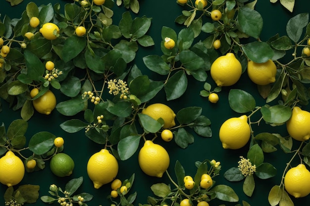Naadloos botanisch patroon met groene citroen ai generatief