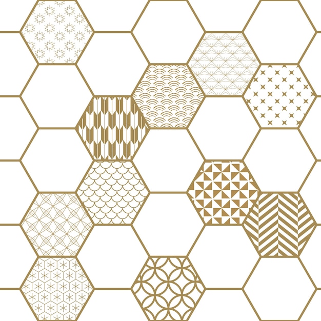 Naadloos decoratief patroon met gouden glitterlijnen en marmeren veelhoeken.