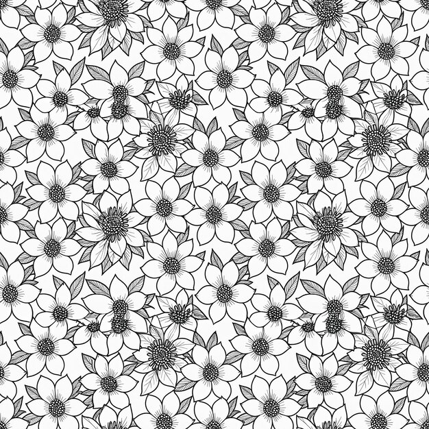 Foto naadloos lijnpatroon met bloemen