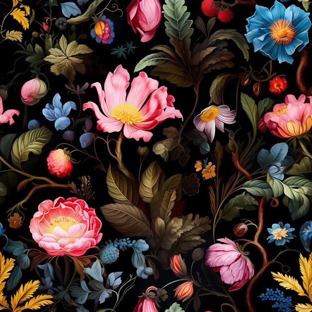 Naadloos patroon achtergrond van een verscheidenheid aan veelkleurige bloemen