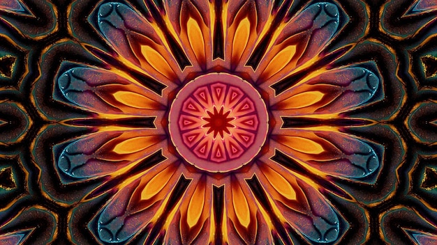 Naadloos patroon bloemenmandala oranje roze kleur Magische mystieke achtergrond