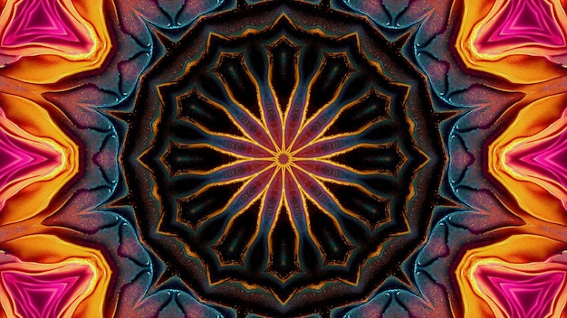 Naadloos patroon bloemenmandala oranje roze kleur Magische mystieke achtergrond