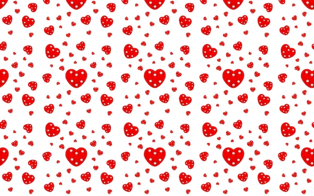 Naadloos patroon houten speelgoed rood hart met witte sloten op een afgelegen witte achtergrond