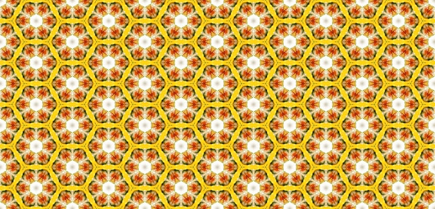 Naadloos patroon in geel-rode tinten op een witte achtergrond. Ontwerp voor decor, afdrukken. Achtergrond