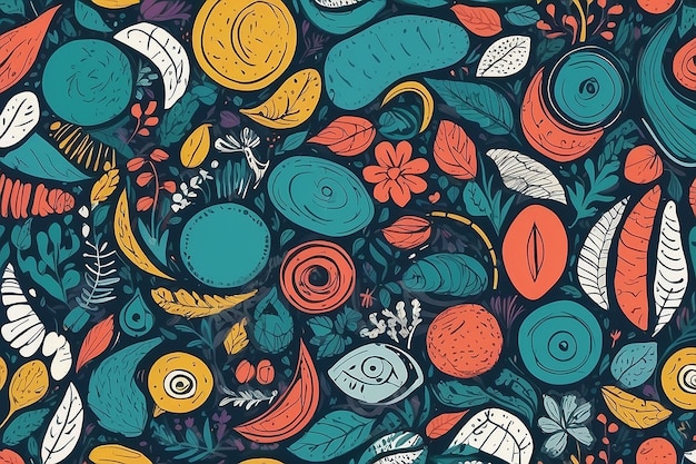 Naadloos patroon met abstracte vormen eenvoudige gekleurde doodles textuur