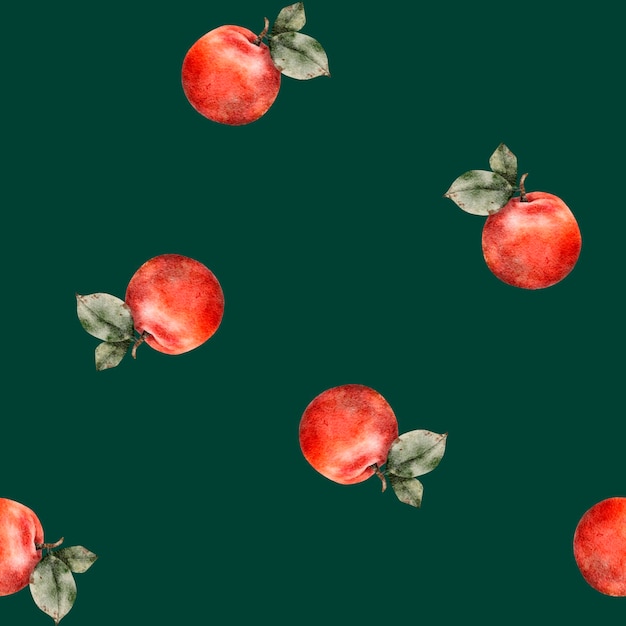 Foto naadloos patroon met appelboom takken fruit waterverf achtergrond perfect voor sappige pack design sjablonen behang verpakking stof en textiel