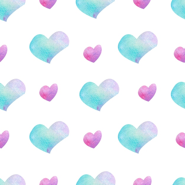 Naadloos patroon met aquarelharten voor valentijnsdag