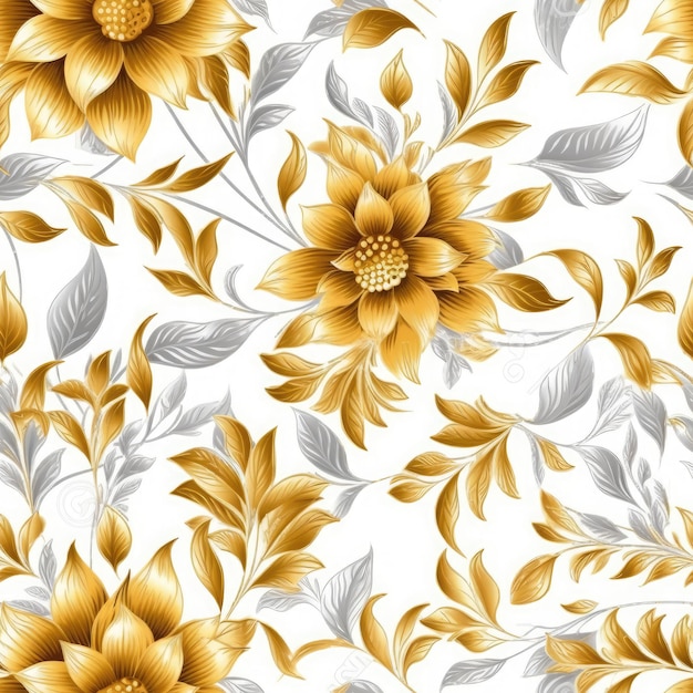 Naadloos patroon met bloemen op een witte achtergrond.
