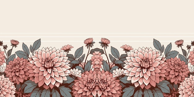 Naadloos patroon met dahlia's en bladeren decoratieve lente bloemen achtergrond Vector illustratie