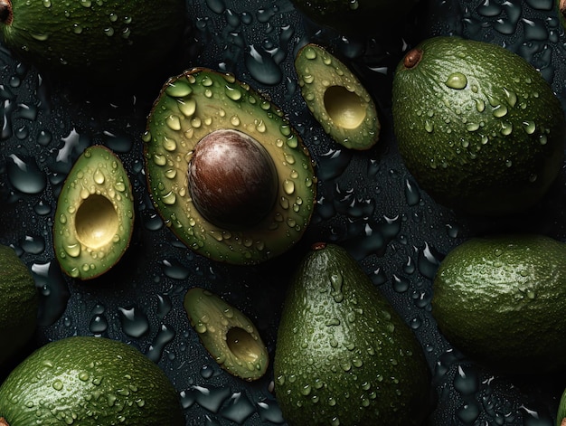 Naadloos patroon met Fresh Avocado werk wallpaper achtergrondontwerp Generatieve AI