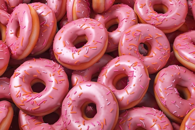 Naadloos patroon met geglazuurde donuts Roze kleuren AI gegenereerd