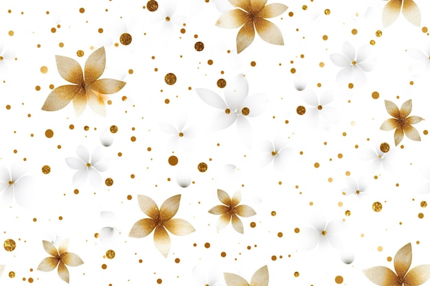 Naadloos patroon met gouden bloemen en glitter Toepasbaar voor stof print textiel inpakpapier behang Witte achtergrond met glanzende elementen Herhaalbare textuur Generatieve AI