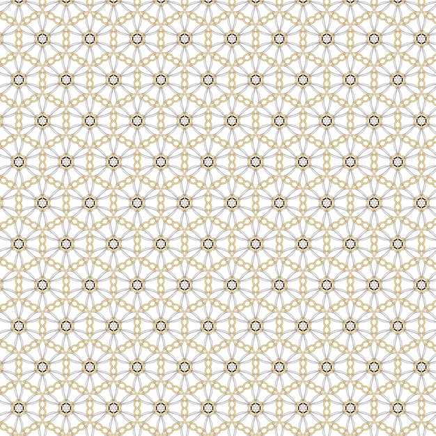 Naadloos patroon met gouden en zwarte lijnen op een witte achtergrond.