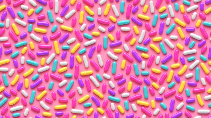 Foto naadloos patroon met kleurrijke hagelslag op roze achtergrond
