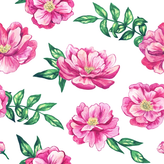 Naadloos patroon met mooie roze bloemen. hand getekend aquarel illustratie. textuur voor print, stof, textiel, behang.