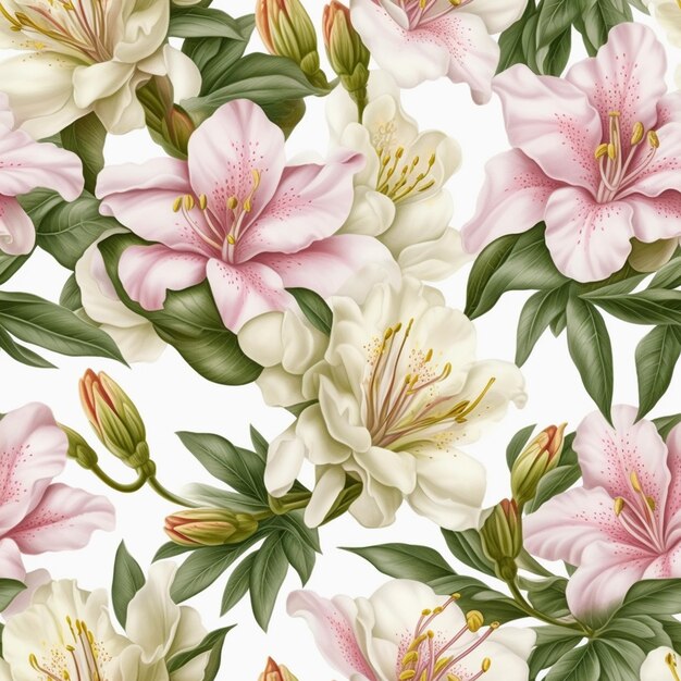 Naadloos patroon met roze en witte bloemen van een gardenia.