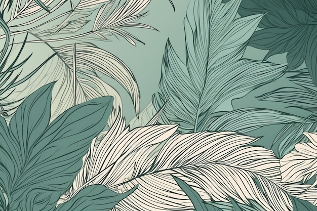 Naadloos patroon met tropische bladeren op een groene achtergrond.