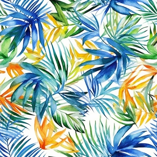 Naadloos patroon met tropische bladeren op een witte achtergrond