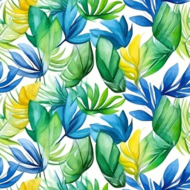 Naadloos patroon met tropische bladeren op een witte achtergrond