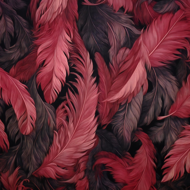 Naadloos patroon met veren Rode en zwarte kleuren