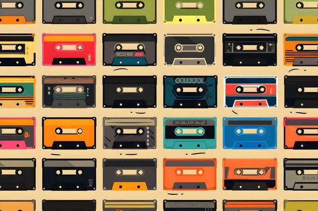 Naadloos patroon met vintage cassette