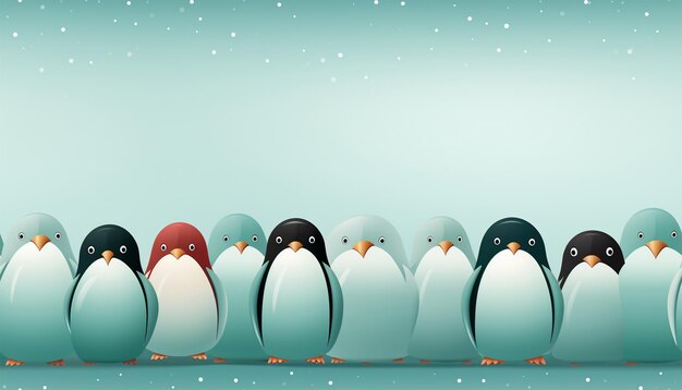 Foto naadloos patroon schattig winter wonderland achtergrond van pinguïns schattig personage op lichtblauw