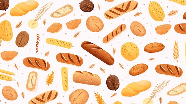 Naadloos patroon van brood in waterverf illustratie