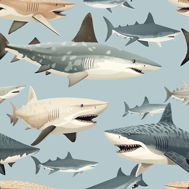 Naadloos patroon van haaien