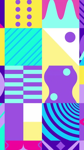 Naadloos patroon van pop en kleurrijke abstracte geometrische vorm blauw roze paars en geel kleur