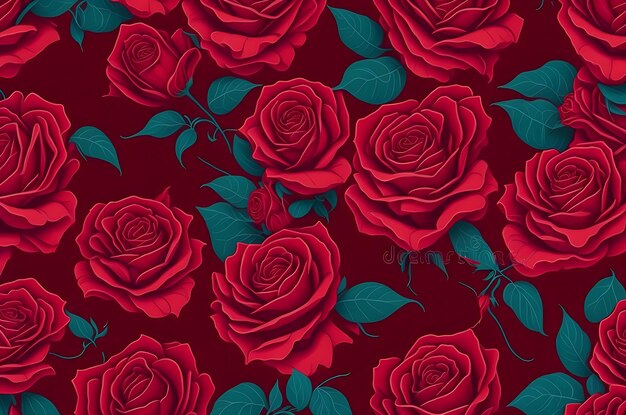 Naadloos patroon van rode rozen Romantisch bloemen herhaalbaar achtergrondbehang