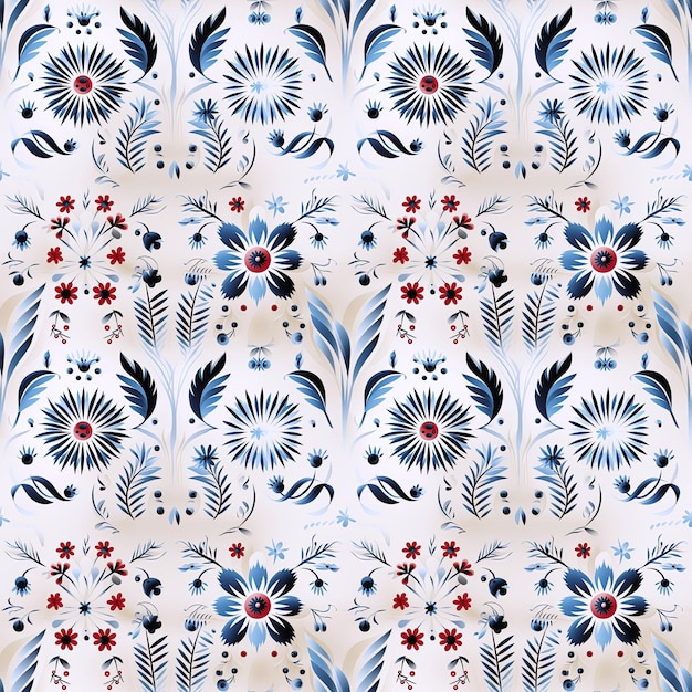 naadloos structuurpatroon met blauwe bloemen op witte achtergrond voor traditioneel tapijt en stoffendecor