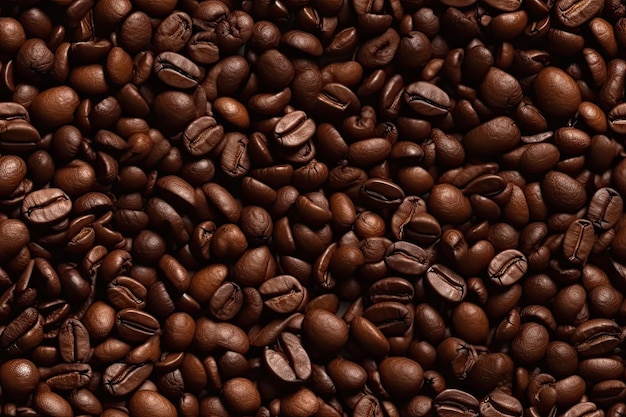 Naadloos van koffiebonen voor achtergrondtextuur koffiebonen close-up Gegenereerd door AI