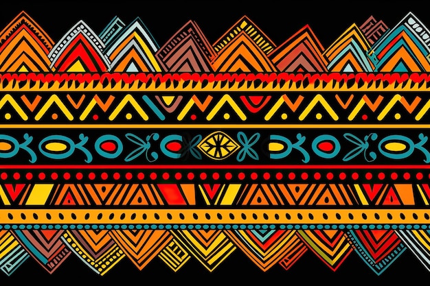 Naadloos vector tribale etnische patroon Azteekse Mexicaanse Navajo Afrikaanse motieven Boho stijl etnische stofpatroon Afrikaanse tribale patroon in kleurrijke AI gegenereerd