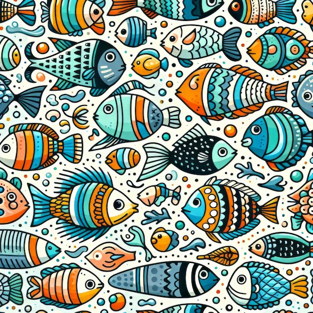 Naadloos vispatroon Creatieve kinderlijke textuur