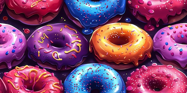 Naadloze abstracte achtergrond met kleurrijke donuts creatieve illustratie