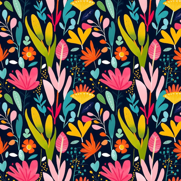 Naadloze achtergrond bloemenontwerpelementen bladeren bloemen en planten Abstracte hedendaagse moderne trendy kunst Perfect voor posters posters stickers doek linnen
