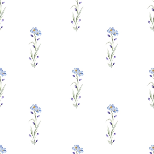Naadloze achtergrond met aquarel forgetmenot Mooi patroon Zomer hemelsblauw kleine bloemen