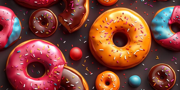 Naadloze achtergrond met kleurrijke donuts creatieve illustratie