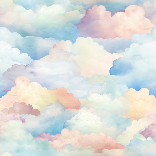 Naadloze achtergrond met wolken in pastelkleuren Vector illustratie