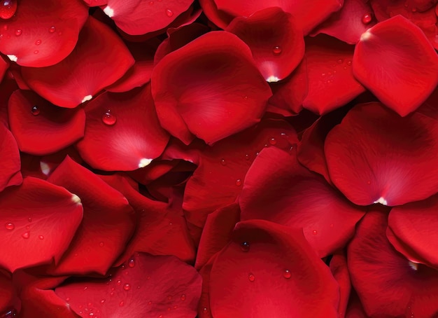 Naadloze achtergrond van prachtige rode rozenblaadjes gemaakt met generatieve AI-technologie