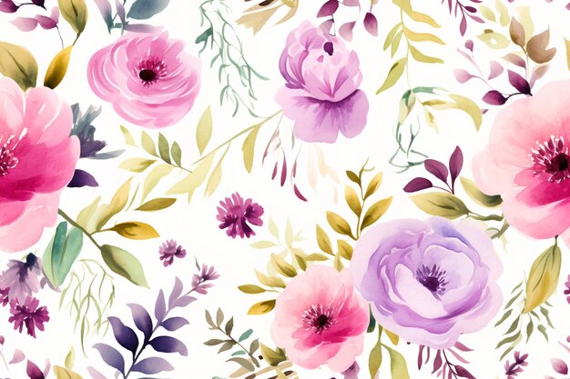 Naadloze aquarel Lily vijver aquarel Tulip tuin harmonie