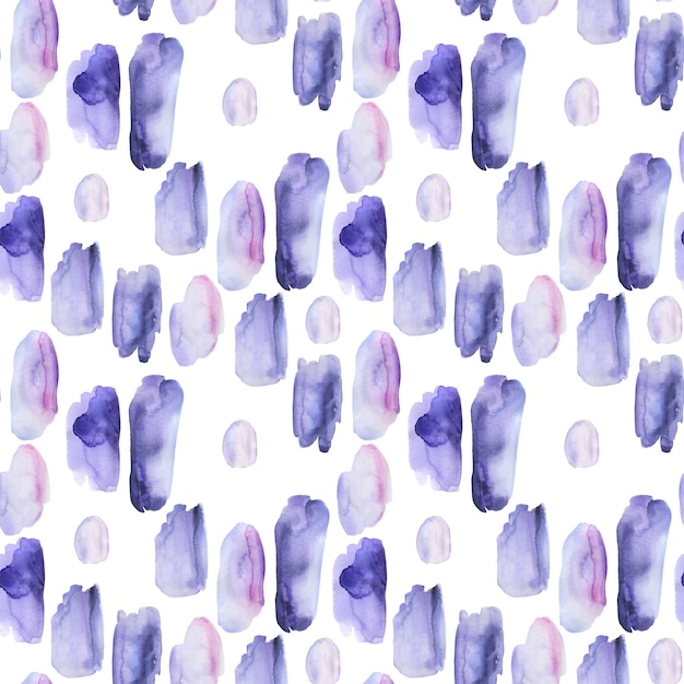 Naadloze aquarel patroon gemaakt van violet en paars penseelstreken en spatten. Abstracte zeer peri achtergrond. Abstracte vormen.